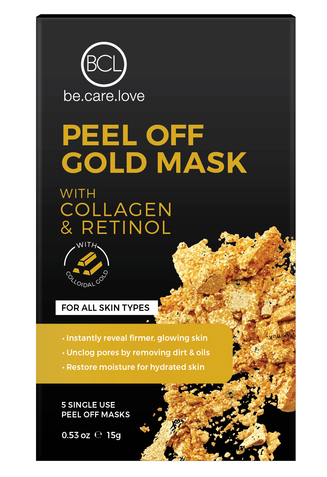underholdning For en dagstur for meget Peel off guld maske 5 masker i en pakke | BCL Spa Danmark